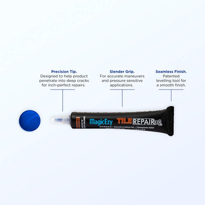 MagicEzy Tile Repair Kit: Porcelain Repair Kit - Ceramic Tile Repair Kit - Mix and Match Colors - Acrylic, Stone, Fiberglass - Wall Touch Up (Blue)
