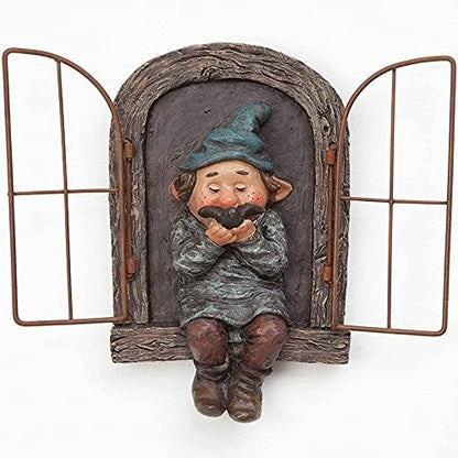 Whimsical Fairy Garden Gnome Statue, Tree Faces Decor Outdoor -5.9 Inch, Funny Garden Tree Decoration,Ideal Patio Yard Lawn Porch Decoration