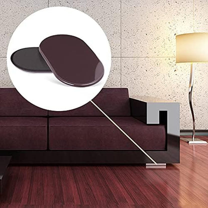 Reusable Large Furniture Sliders for Carpet, Furniture Movers Sliders, Carpet Movers Oval Heavy Duty Sofa Bed Table Desk Movers for Carpet –Quickly and Easily Move Any Item, Brown (8 Pack)