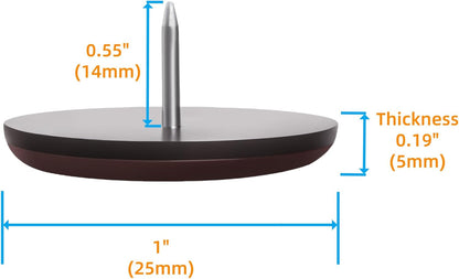 Furniture Glides Sliders-Furnigear PTFE (Teflon) Chair Leg Movers Sliders for Carpet and Hardwood Surface - Move Your Furniture Easy & Safely - Best Floor Protector (1 inch/Nail, Brown-40pack)