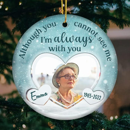 Pawfect House I'm Always with You, Personalized Christmas Memorial Sympathy Gifts for Loss of Dad, Mom, Photo Ceramic Ornaments, Christmas Memorial Ornaments for Loss of Loved One, Bereavement Gifts