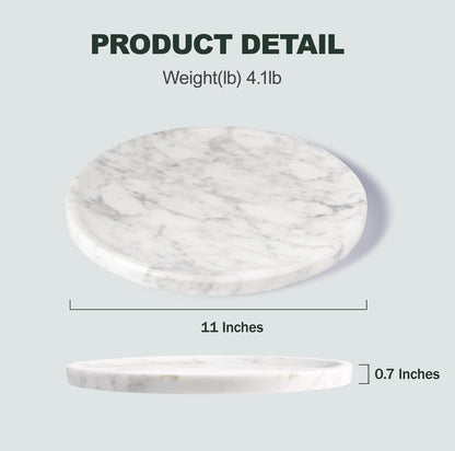 Natural Round Marble Tray - Luxury Decorative Serving Tray for Coffee Table, Bathroom Vanity, Dresser & Kitchen Countertop - Stone Organizer for Jewelry, Perfume, Candle, Home Decor -Arabescato