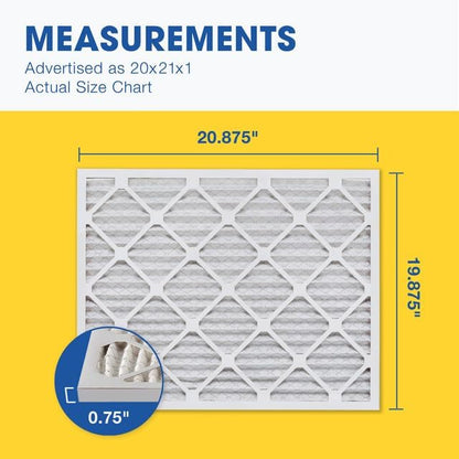 Aerostar 20x21x1 MERV 13 Pleated Air Filter, AC Furnace Air Filter, 6 Pack (Actual Size: 19 7/8" x 20 7/8" x 3/4")