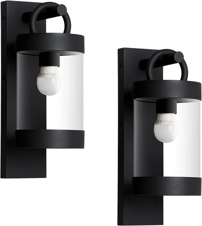Dusk to Dawn Outdoor Wall Lighting 2 Pack Black Exterior Wall Lantern Sconce Fixture with E26 Base for Porch Patio Garage House