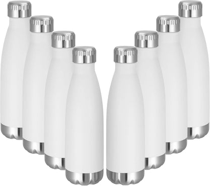 VEGOND 17oz Stainless Steel Water Bottles Bulk, Reusable Metal Sports Water Bottle Keeps Drink Hot and Cold, BPA Free Double Wall Vacuum Cola Shape Insulated Water Bottles for Camping Gym, 8 Pack