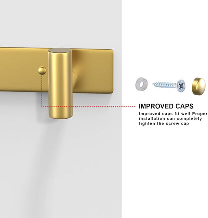 VAEHOLD Hat and Coat Wall Mount Rack - Hooks for Robes, Bags, Keys, and Towels - Bathroom Towel Hanger Organizer (Gold, “T“ Shape 3 Hooks 1 Pack)