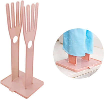Pink Color Gloves Stand 15x12x34cm Kitchen Multifunctional Rubber Gloves Drain Rack Towel Storage Holder Drying Stand Creative Kitchen Tool