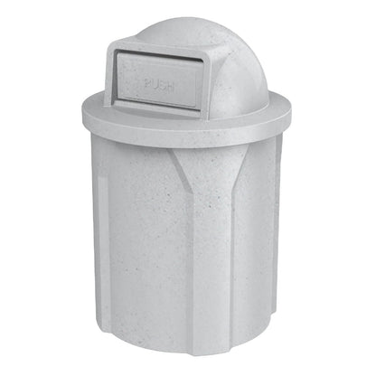 42 Gallon Circle 100% Recycled Plastic Heavy Duty Outdoor Commercial Trash Can with Push Open Dome Lid and Internal Liner | Great for Schools and Businesses - Light Granite