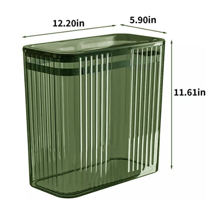 Transparent Trash Can, Bathroom Trash Cans with Lids, 3.5 Gallon Garbage Can for Bedroom, Office, Plastic Slim Waste Basket with Press Top Lid, 15L Clear Trash Bin for Home, Kitchen (Green)