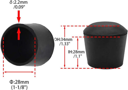 Flyshop Furniture Table Covers Non-Slip Durable Rubber Leg Tips Chair Leg Caps Floor Protectors Round Black 4PCS Size 28 mm, 1-1/8"