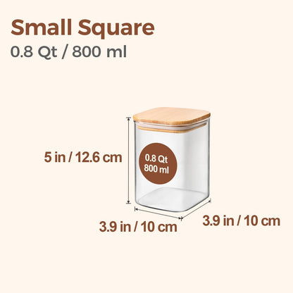 ComSaf 0.8 Qt Glass Food Storage Jars Set of 6, Clear Storage Containers with Airtight Lids, Pantry Organization Jar, Spice Jar, Blooming Tea, Oat, Coffee and Sugar Container, Canister Set for Kitchen