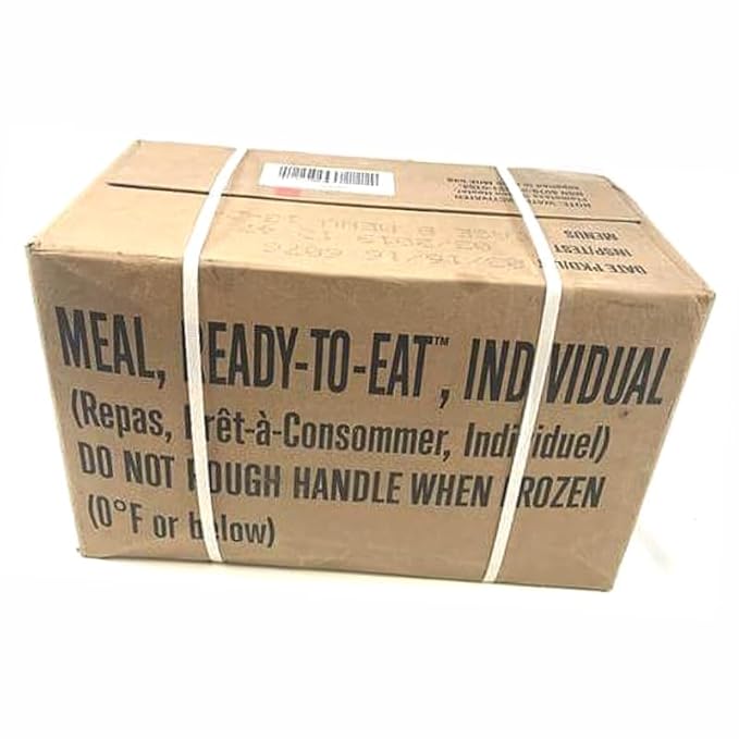 MRE Meals Ready to Eat B case 2025, 2026 inspection. Genuine Military US surplus emergency food bulk supply full box with heater - menus 13 to 24