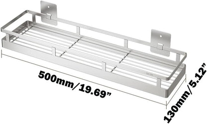19.69Inch Spice Rack Organizer, SUS304 Stainless Steel Wall Mount Spice Rack Storage Basket, Kitchen Racks, Nail-Free Installation
