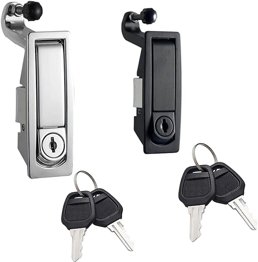 WJSKDQ 2PCS Compression Latch Lock Powder Coated Zinc Alloy Adjustable Lever Hand Operated Flush Lever Marine Applicable Door Thickness: 0.04"-0.94" Grip Range