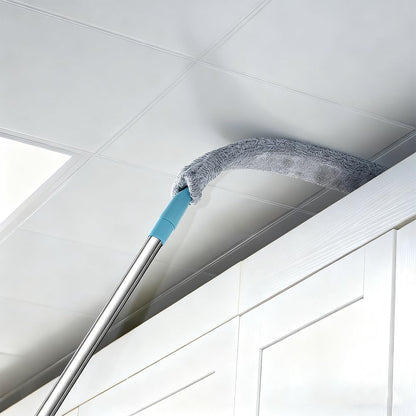 Saker Plus Retractable Gap Dust Cleaning Artifact, Saker Plus Flat Duster for Under Furniture, Reusable Washable Bendable Dusting Wand with Microfiber Dusting Cloths (2PCS)