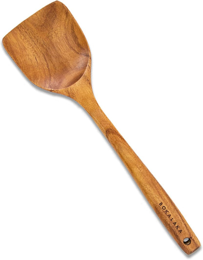 Wooden Spatulas, 1 Pcs Natural Teak Wood Spoon for Cooking Wooden Kitchen Utensil Wooden Spoons & Spurtle for Cooking