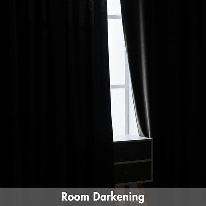 MIULEE Black Velvet Curtains Thermal Insulated Blackout Halloween Curtain Drapes for Bedroom Living Room Darkening 108 Inches Long Curtains Panels Rod Pocket Set of 2