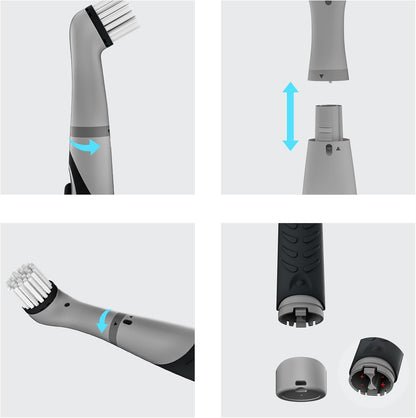 Electric Cleaning Brush with 4 in 1 Multiple Brush Heads, Indoor Household Cordless Motorized Brush for Bathroom Toilet Kitchen Tile Crevice(Black)