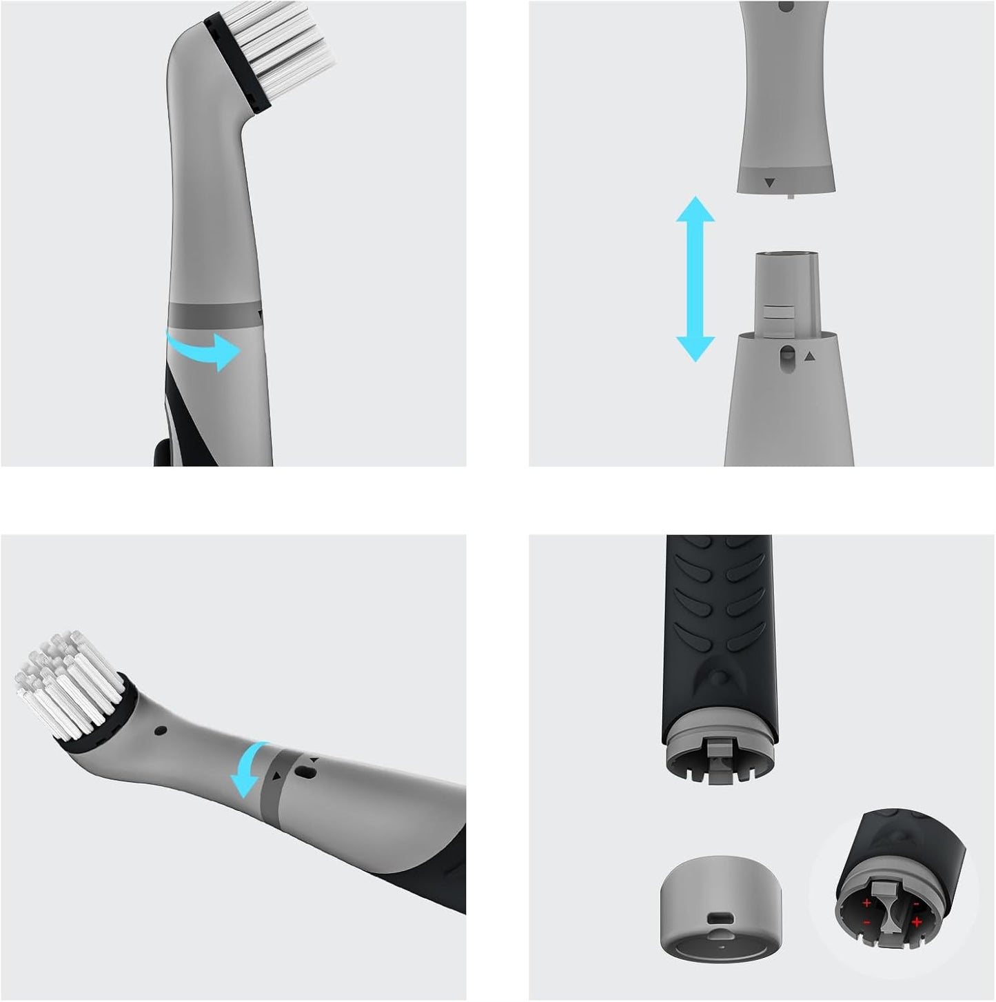 SOARING Electric Cleaning Brush with 4 in 1 Multiple Brush Heads,Indoor Household Cordless Motorized Brush for Bathroom Toilet Kitchen Tile Crevice(Black)