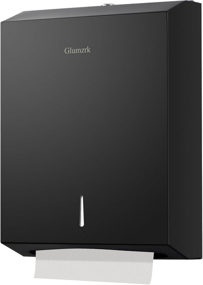 Paper Towels Dispenser Wall Mounted with Key Lock, Multifold C Fold Trifold Hand Towel Dispenser, Stainless Steel Tissue Holder Large Capacity Elegant for Bathroom Commercial, Black