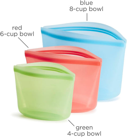 Stasher Premium Silicone Reusable Food Storage Bags, 3-Pack, Multi, Multi-Use Food Storage Bags, Lunch Bag, Travel Containers, BPA Free, Leak-free, Dishwasher-Safe, Eco-friendly
