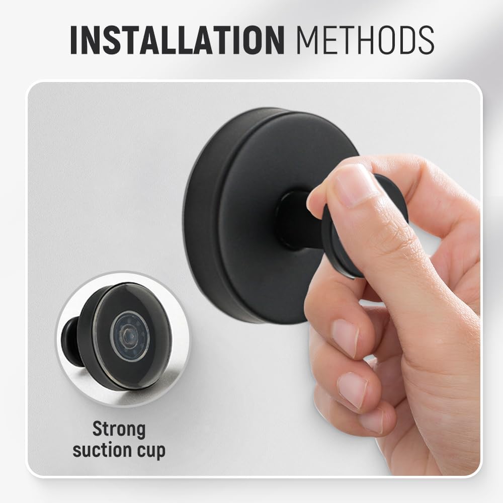 Suction Cup Hooks for Wreaths, 2025 New No Drill Suction Cup Hooks on Glass, Wreath Hanger for Front Door, Rustproof Hook Holder Towel Hook for Window Bathroom Mirrors Tile (2, Black)