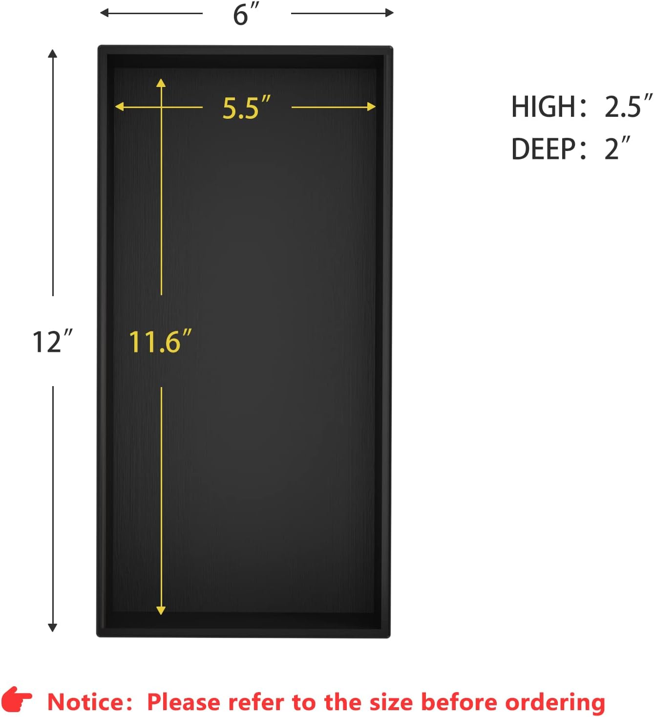 Black Bamboo Drawer Organizer - Silverware&Utensil Holder Organizer for Kitchen Drawers, Multi-Use Drawer Dividers Boxes for Bathroom Counter，Cabinet, Garage, Office Desk, Makeup, Jewelry (12*6*2.5)