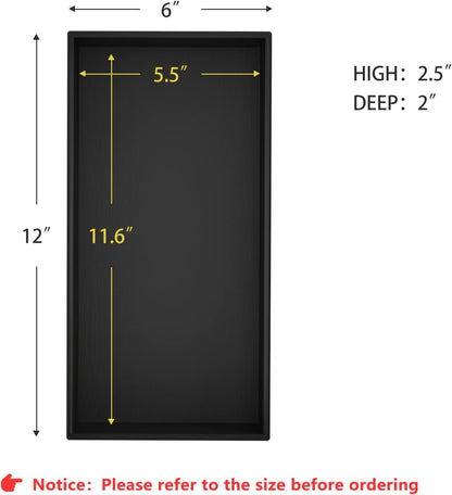 Black Bamboo Drawer Organizer - Silverware&Utensil Holder Organizer for Kitchen Drawers, Multi-Use Drawer Dividers Boxes for Bathroom Counter，Cabinet, Garage, Office Desk, Makeup, Jewelry (12*6*2.5)