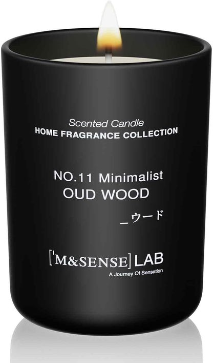M&SENSE Natural Soy Candle| Oud Wood | 8.82 oz, 50H Burn | Minimalist Scented Candle for Relaxation, Gifting, Home Décor | for Bedroom, Office, Party Medium