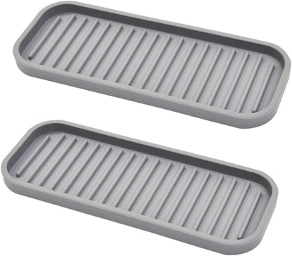 Mofason Silicone Soap Tray, Bathroom Kitchen Finishing Tray, Kitchen Sink with Soap Rack, Sponge Tray, Soap and Sponge Sink Organizer（Mist, 2 Pack）
