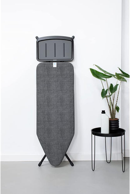 Brabantia Ironing Board C, XL Steam Unit Holder, Adjustable Height, Non-Slip Rubber Feet, Foldable, Denim Black, Size C (49 x 18 inches), Metal Frame, Free Standing, 63 inches
