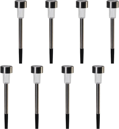 EcoGreen Outdoor Pathway Solar Light, 8pcs Pack,Garden Patio Balcony Walk Way Lights, Stainless Steel Leg, 5000K Daylight, IP65 Waterproof, 1.85 * 12.2in