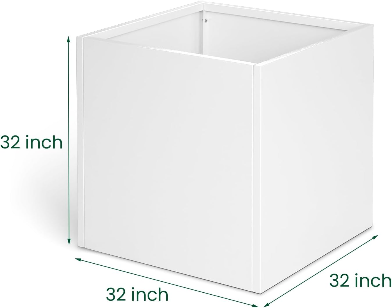White Steel Planter Square Outdoor Planters Galvanized Steel Planter Box Indoor Metal Large Planters Cube Heavy Duty Flower Pot 32 Inch Modern Commercial Residential for Trees Patio Deck Yard Garden