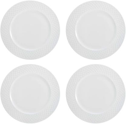 Mikasa Trellis Bone China 16-Piece Dinnerware Set, Service for 4, White Lightweight Porcelain with Textured Design, Chip-Resistant and Dishwasher Safe