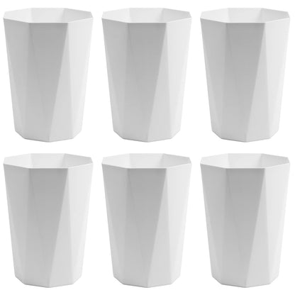 12L Trash Can Wastebasket Plastic Trash Bin Garbage Container Rubbish Can Paper Basket Office Organizer for Bedroom Home Office, 6 White
