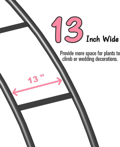 Queension Metal Arch Backdrop Stand 8Ft Wide 7Ft High, Wedding Arch Frame for Wedding Decorations, Balloon Arch Stand with Base for Ceremony, Outdoor Garden Arch Trellis for Climbing Plants, Black