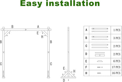 7.3FT Wooden Wedding Arch Stand Square Wood Arch Wedding Arbor for Ceremony Party Proposal Scene Garden