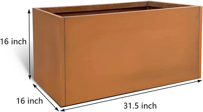 Corten Steel Planter Box Rectangular Planters Large Outdoor Planter Metal Planter Box for Tall Plant Trough Rustic Patina for Garden Yard Commercial Residential Farm 16 in x 31.5 in x 16 in