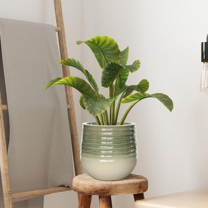 10.8" H Resin Tall Planters for Outdoor Plants, Modern Emerald Round Tapered Plastic Flower Pot for Outdoor and Indoor Plants, Large Plant Pot with Drainage Holes and Rubber Plug for Home Garden Patio