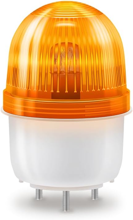TOPENS JD24VY 24V Warning Light Emergency Flashing Safety Strobe Beacon Amber/Yellow Alarm Lamp Siren Blinker Halogen Tungsten Lamp for Gate Openers, Emergency and Construction Vehicles