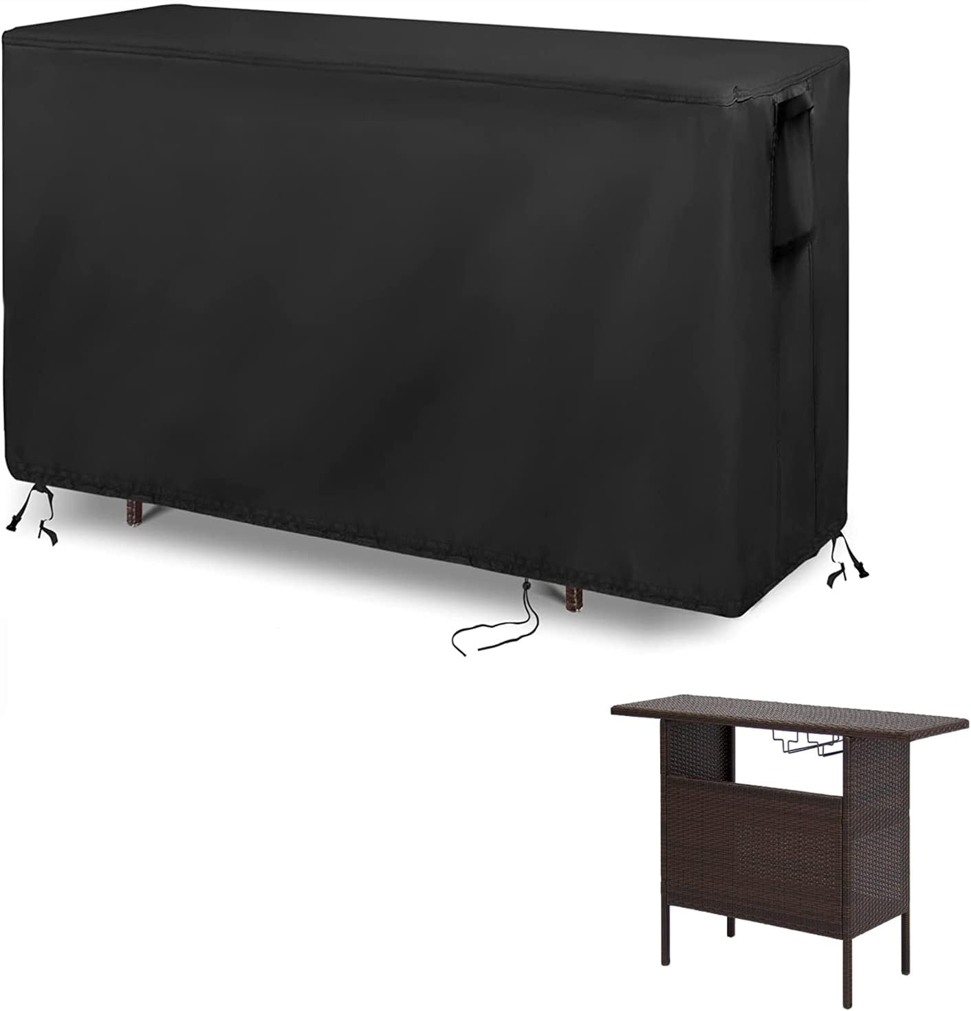 Kingling Outdoor Table Cover for Outdoor Bar Table, 55 Inch Waterproof Patio Bar Table Cover for Outdoor Prep Tables - 55''L x 19''W x 36''H