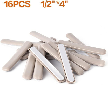 Ezprotekt 16 Pack Self-Stick Furniture Movers Sliders Strip for Carpet, 1/2 x 4 inch Rectangular Furniture Moving Pads, Self Adhesive Strip Sliders Gliders for Chair Table Desk Sofa Couch (Beige)