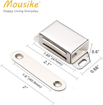 Mousike Cabinet Magnets 30lb Stainless Steel Magnetic Door Catch with Strong Magnetic for Kitchen Cupboard Wardrobe Closet Cabinet Door Drawer Latch(2.1"(Silver 6 Pack))
