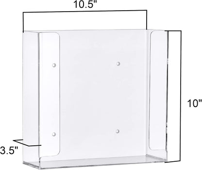 Amazing Abby Acrylic Glove Box Holder, Wall-Mounted Glove Dispenser, Floating Glove Box Organizer, Medium Size (for 2 Boxes), 10.5" W x 10.0" H x 3.5" D (Mounting Hardware Included)