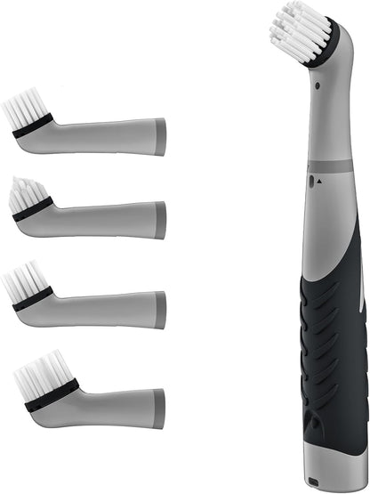 Electric Cleaning Brush with 4 in 1 Multiple Brush Heads, Indoor Household Cordless Motorized Brush for Bathroom Toilet Kitchen Tile Crevice(Black)
