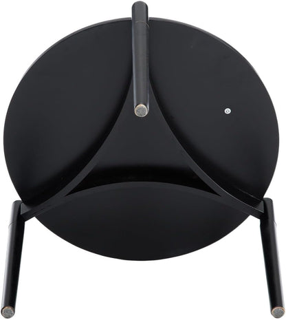 Wooden Round Modern Nesting Coffee Set of 2, Round End Table Side Table, Stacking Living Room Accent Tables for for Living Room Bedroom Balcony, Black