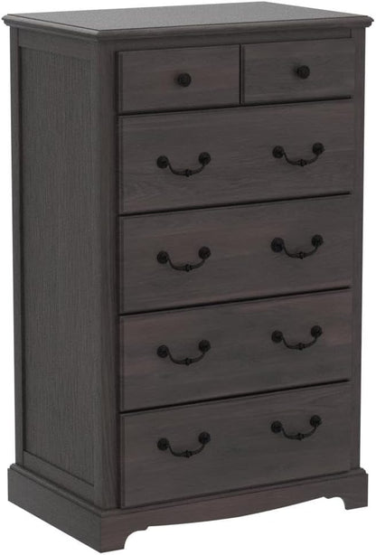 T4TREAM 6 Drawers Dresser Chests for Bedroom, 48" Tall Rustic Chset of Drawers, Wood Dressers Organizer for Bedroom, Living Room,Hallway, Espresso