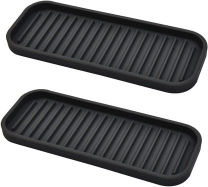 Silicone Sponge Holder Kitchen Sink Organizer Tray Dish Caddy Soap Dispenser, Scrubber Spoon Holder, Dishwashing Accessories (Black, 2 Pack)