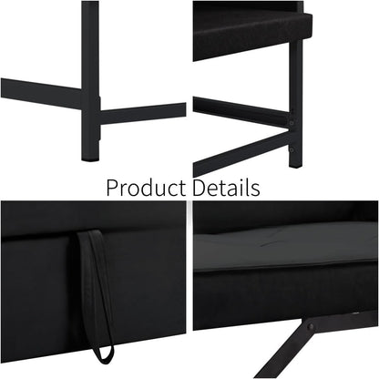 Pull Out Sofa Bed, Convertible Sleeper Chair Bed with Lumbar Pillow, 3-in-1 Sofa Chair with 3 Adjustable Backrest, Armchair Sleeper Small Couch for Small Spaces Living Room Black