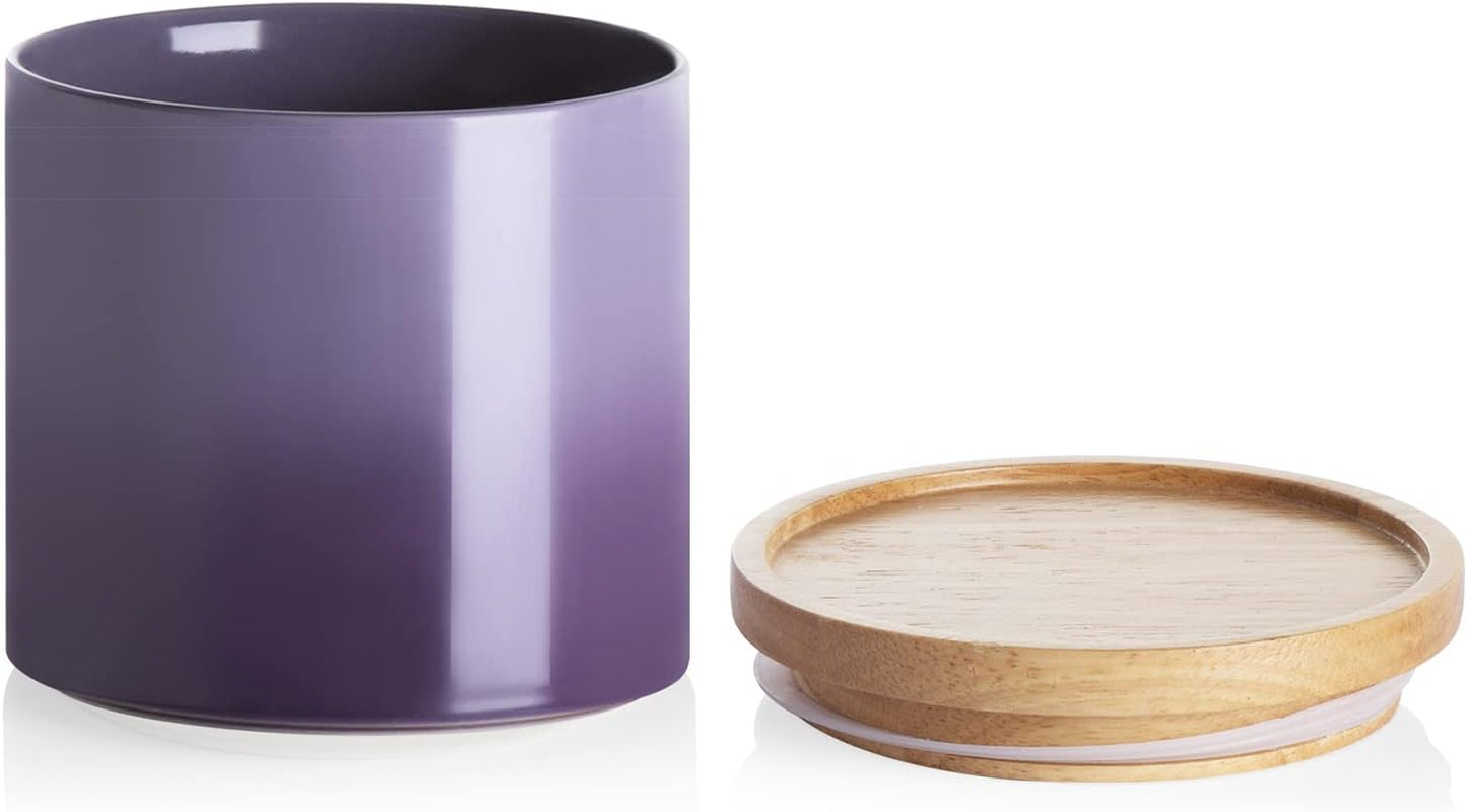 Sweejar Ceramic Food Storage Jar, Stackable Kitchen Canisters, Containers with Airtight Seal Wooden Lid for Serving Coffee Grounds, Coffee Bean, Flour, Tea, Spice and More - 39 Fl Oz (Gradient Purple)
